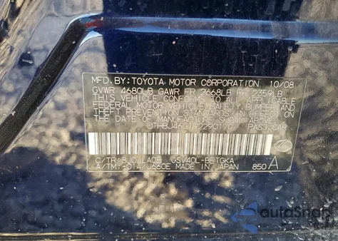 2009 Lexus Es 350 from USA, damaged, VIN JTHBJ46G192290170